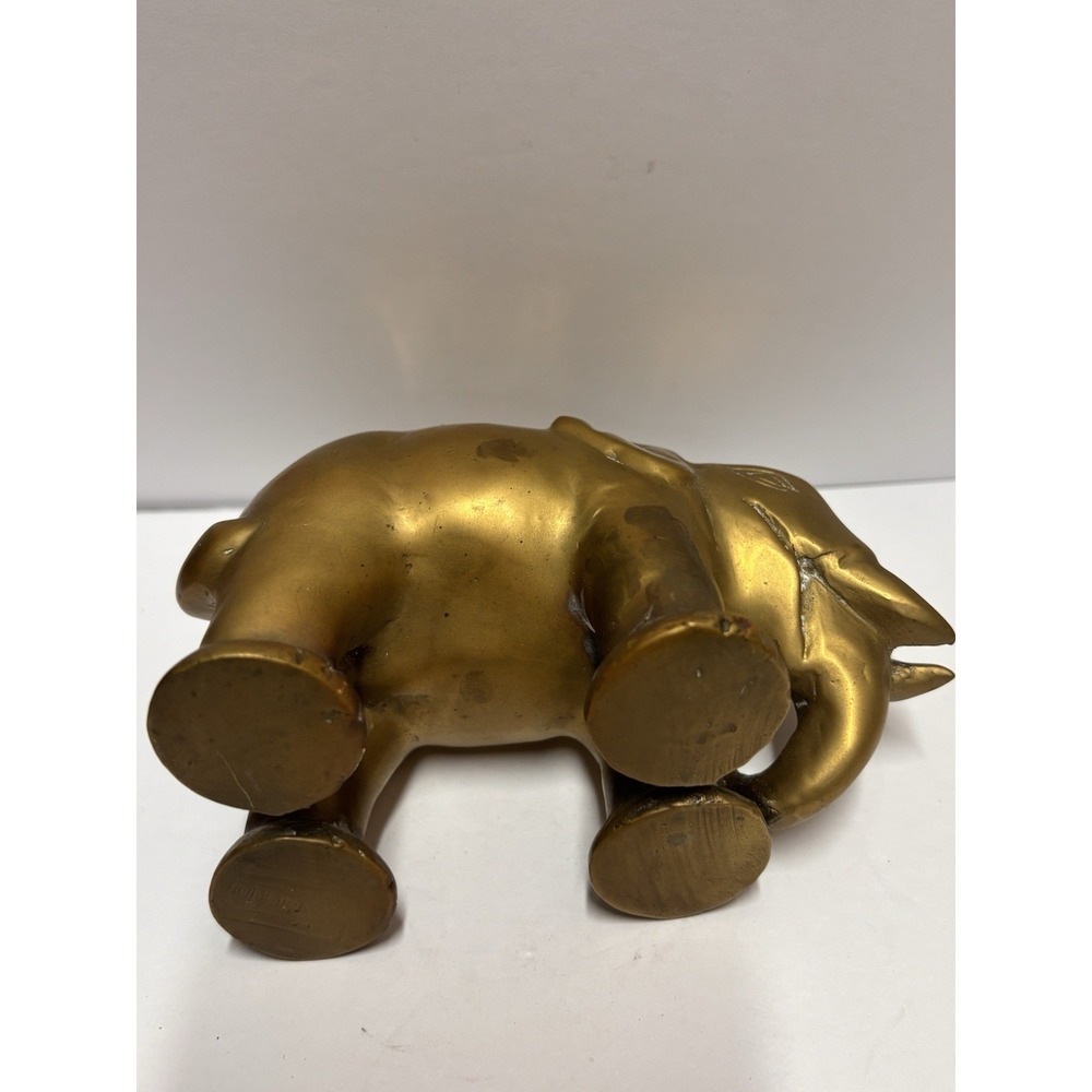 Elephant  Solid Brass‎ Elephant Statue Figurine Heavy Patina Small Vintage - Picture 9 of 12